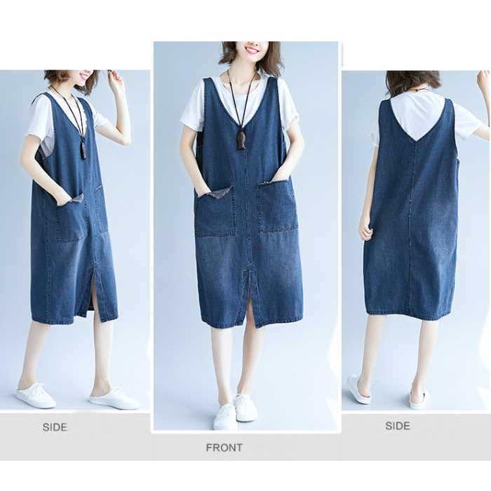 デニム サロペットワンピース  レディース ジャンパースカート キャミワンピ ノースリーブ ゆったり |  | 01