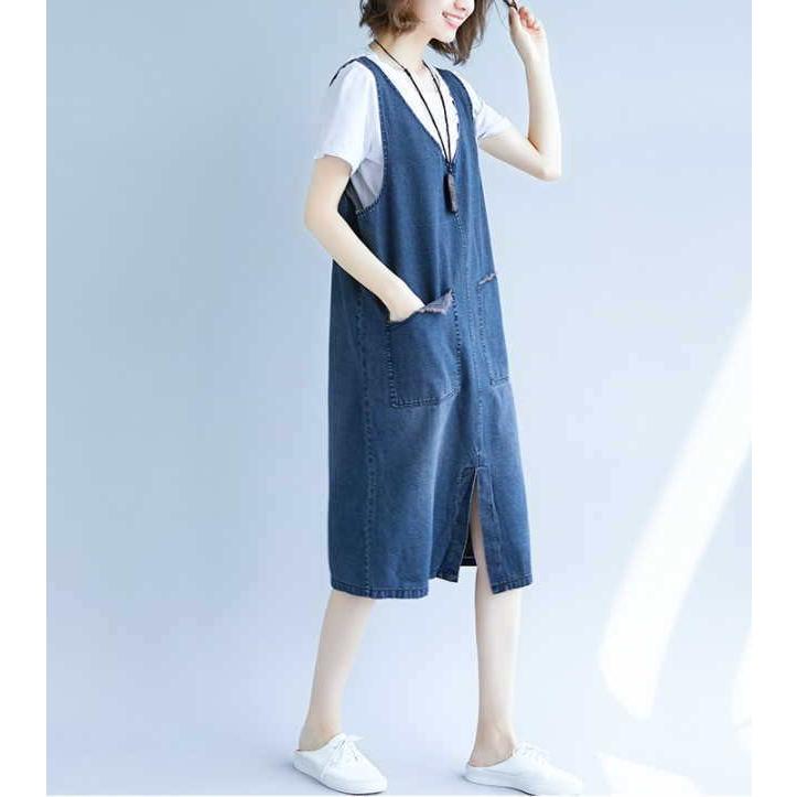 デニム サロペットワンピース  レディース ジャンパースカート キャミワンピ ノースリーブ ゆったり |  | 06
