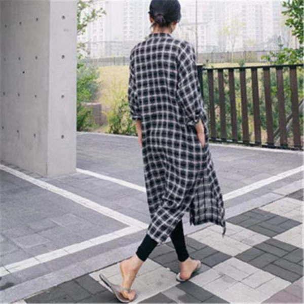 シャツワンピース レディース チェック柄 ロング丈 シャツワンピ カーディガン グレンチェック |  | 04