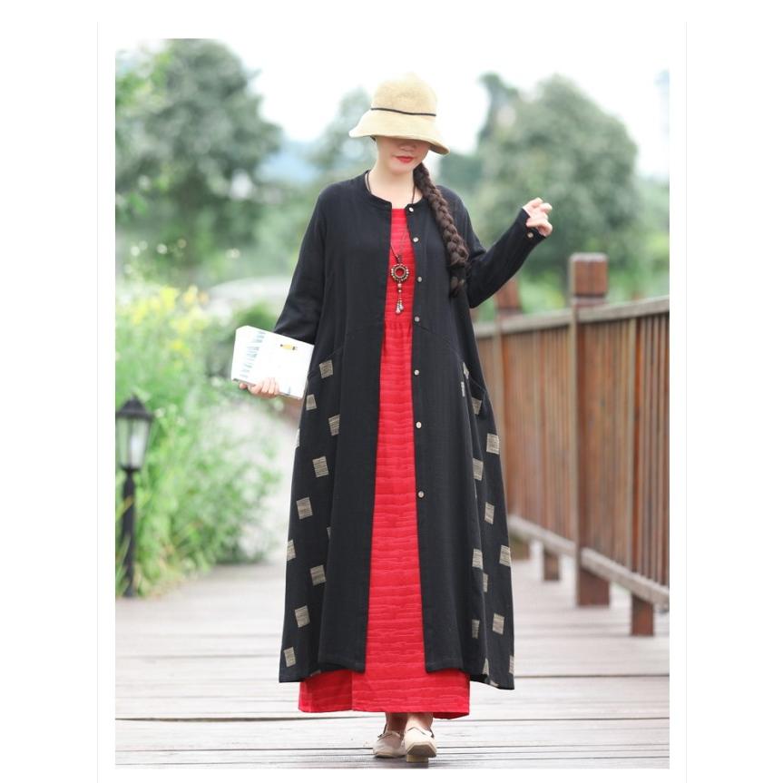 ワンピース レディース 麻混 リネン混 無地 ロング Aライン オーバーサイズ 長袖 体型カバー |  | 12