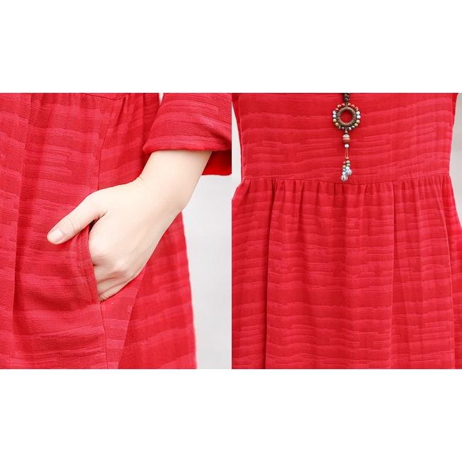 ワンピース レディース 麻混 リネン混 無地 ロング Aライン オーバーサイズ 長袖 体型カバー |  | 14