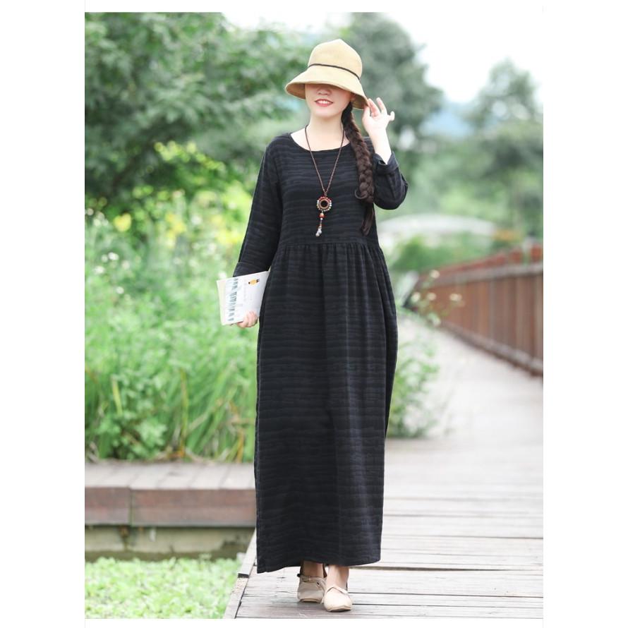 ワンピース レディース 麻混 リネン混 無地 ロング Aライン オーバーサイズ 長袖 体型カバー |  | 04