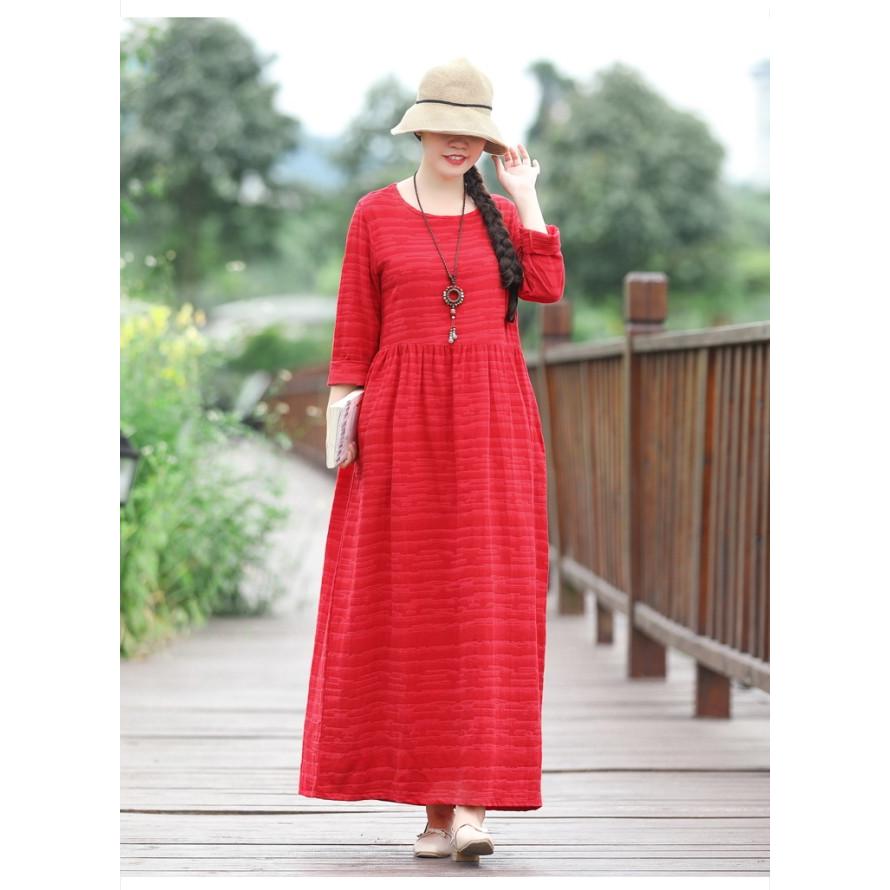 ワンピース レディース 麻混 リネン混 無地 ロング Aライン オーバーサイズ 長袖 体型カバー |  | 09