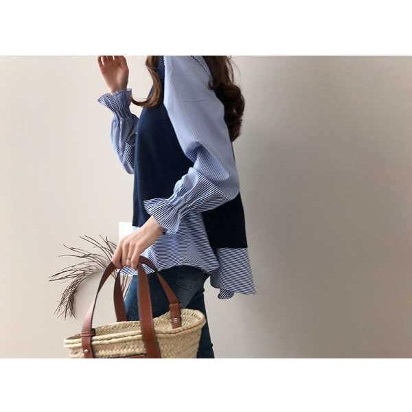 tシャツ Tシャツ アンサンブル レディース ニットベスト 長袖シャツセット 大きいサイズ ナチュラル シャツ ベルスリーブ |  | 12