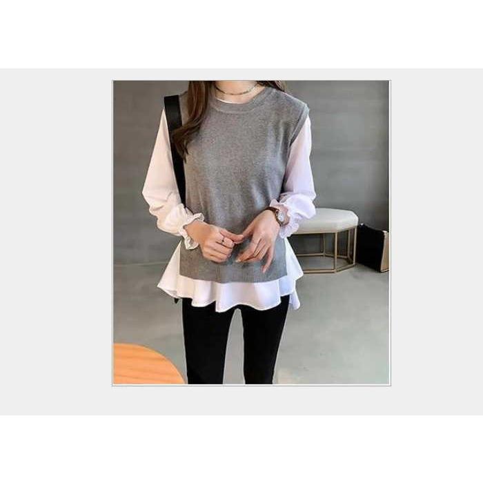 tシャツ Tシャツ アンサンブル レディース ニットベスト 長袖シャツセット 大きいサイズ ナチュラル シャツ ベルスリーブ |  | 15