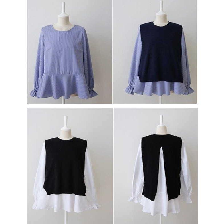 tシャツ Tシャツ アンサンブル レディース ニットベスト 長袖シャツセット 大きいサイズ ナチュラル シャツ ベルスリーブ |  | 16