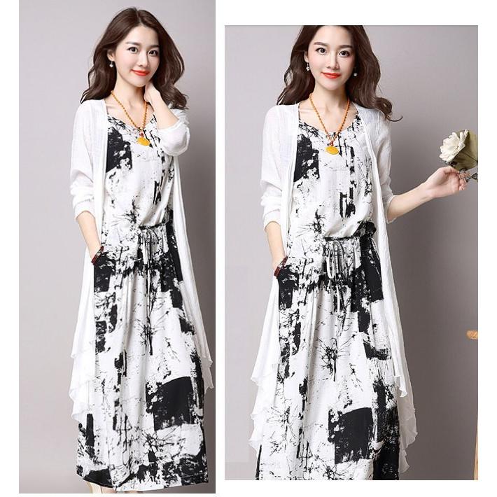 ワンピース＆カーディガン 2点セット シフォン カーディガン ロング丈 Aライン  レディース |  | 04