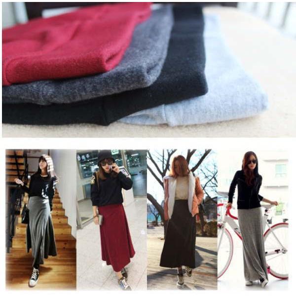 ロングスカート  無地 シンプル マキシ丈 ウエストゴム Aライン フレア レディース |  | 01