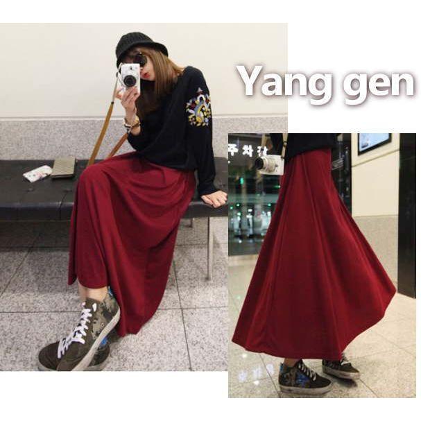 ロングスカート  無地 シンプル マキシ丈 ウエストゴム Aライン フレア レディース |  | 03