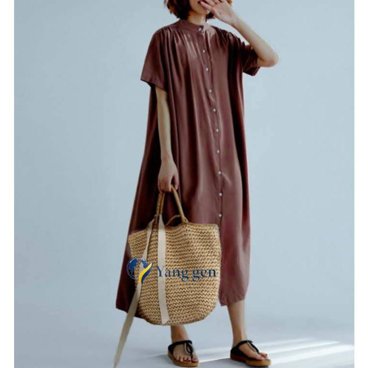 ワンピース レディース マキシワンピース 半袖 長袖 ロング丈 無地 Aライン シャツワンピース |  | 10