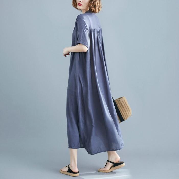 ワンピース レディース マキシワンピース 半袖 長袖 ロング丈 無地 Aライン シャツワンピース |  | 11