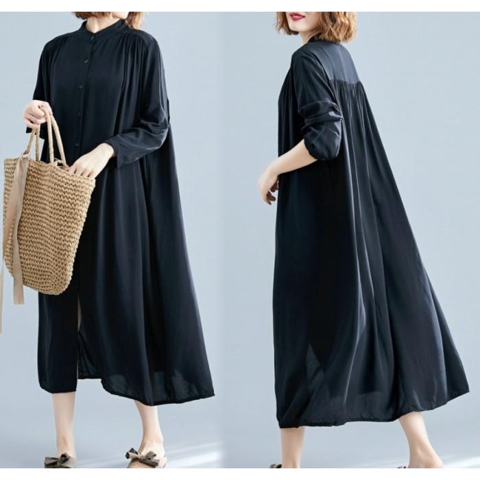 ワンピース レディース マキシワンピース 半袖 長袖 ロング丈 無地 Aライン シャツワンピース |  | 16