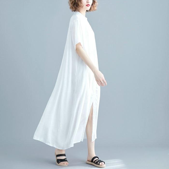ワンピース レディース マキシワンピース 半袖 長袖 ロング丈 無地 Aライン シャツワンピース |  | 03