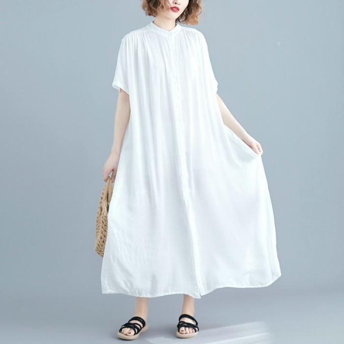 ワンピース レディース マキシワンピース 半袖 長袖 ロング丈 無地 Aライン シャツワンピース |  | 04