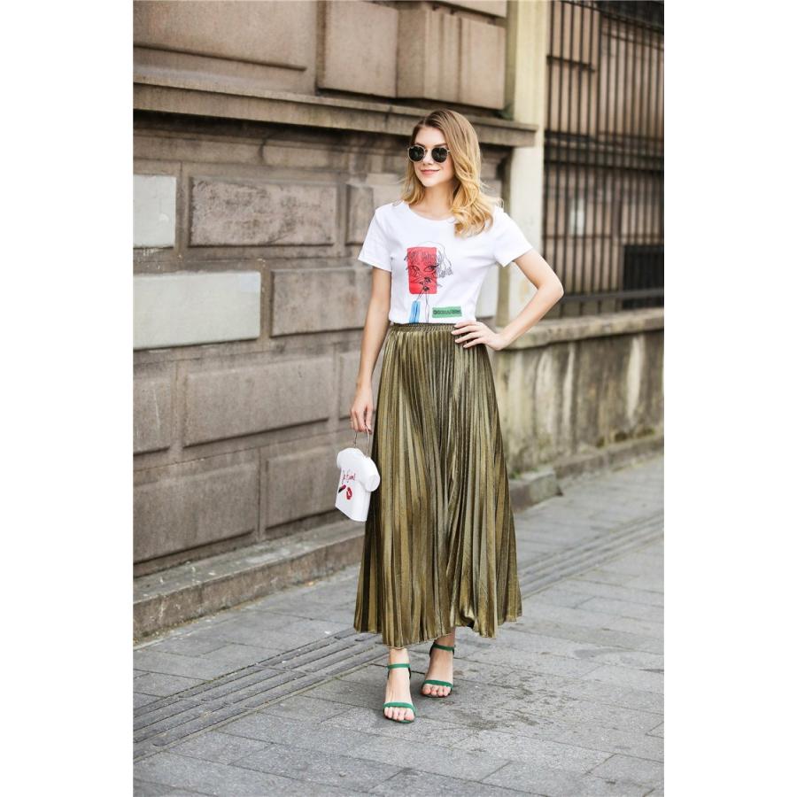 プリーツスカート ロングスカート フレアスカート マキシ丈 きれいめ ミモレ丈 レディース |  | 03