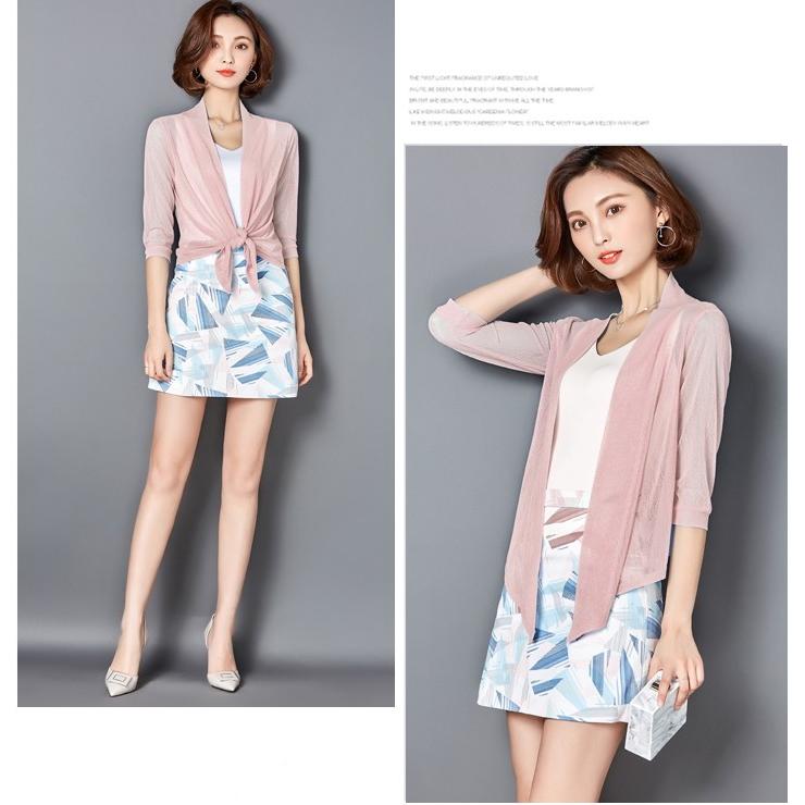 カーディガン ボレロ 前下がり ショート丈 アウター 五分袖 無地 七分袖 透け感 UVカット 冷房対策 UV対策 |  | 10