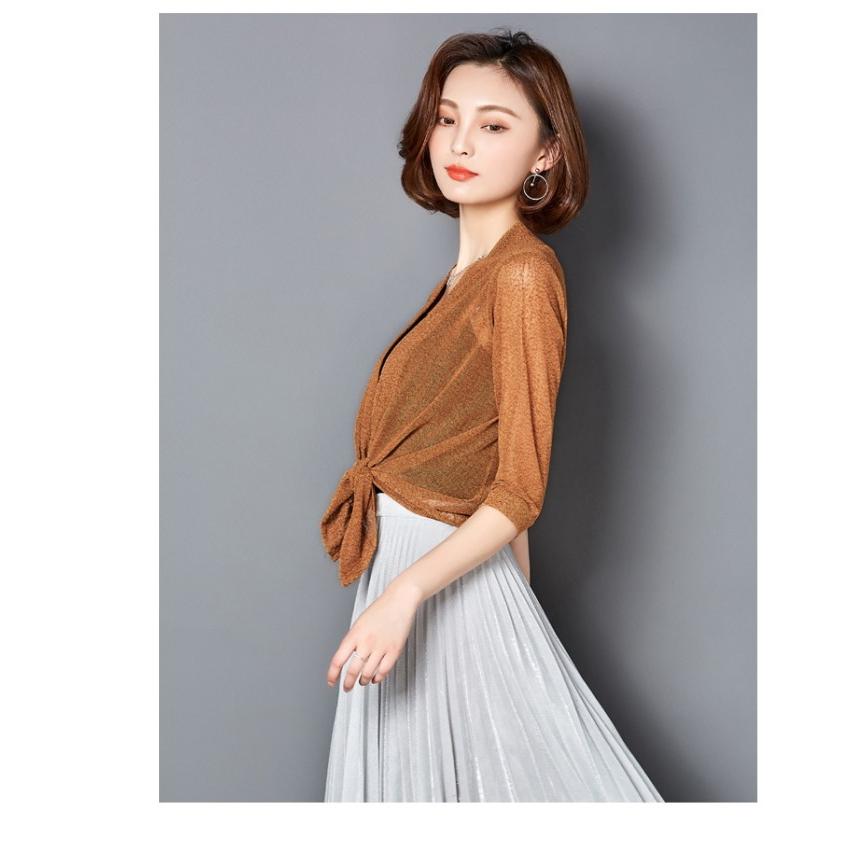 カーディガン ボレロ 前下がり ショート丈 アウター 五分袖 無地 七分袖 透け感 UVカット 冷房対策 UV対策 |  | 12