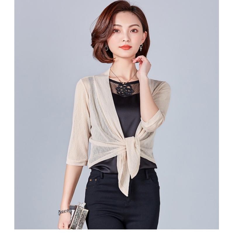 カーディガン ボレロ 前下がり ショート丈 アウター 五分袖 無地 七分袖 透け感 UVカット 冷房対策 UV対策 |  | 13