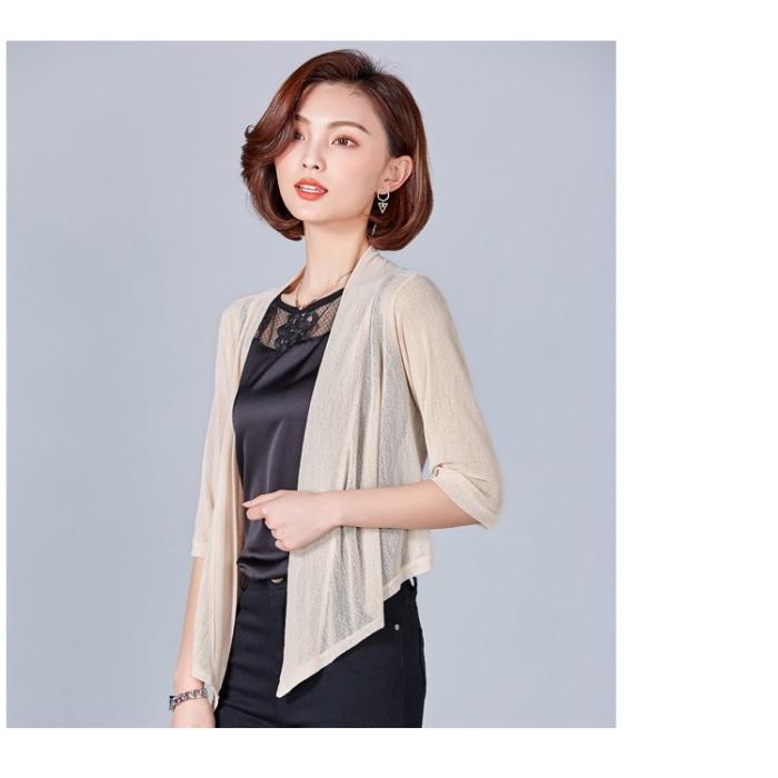 カーディガン ボレロ 前下がり ショート丈 アウター 五分袖 無地 七分袖 透け感 UVカット 冷房対策 UV対策 |  | 14