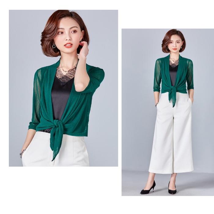 カーディガン ボレロ 前下がり ショート丈 アウター 五分袖 無地 七分袖 透け感 UVカット 冷房対策 UV対策 |  | 16