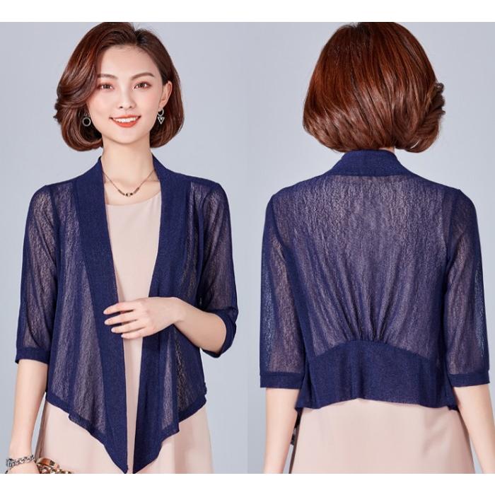 カーディガン ボレロ 前下がり ショート丈 アウター 五分袖 無地 七分袖 透け感 UVカット 冷房対策 UV対策 |  | 17