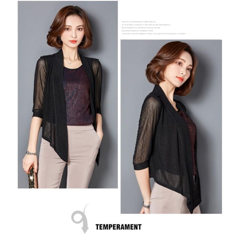 カーディガン ボレロ 前下がり ショート丈 アウター 五分袖 無地 七分袖 透け感 UVカット 冷房対策 UV対策 |  | 04