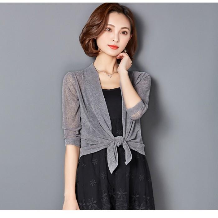 カーディガン ボレロ 前下がり ショート丈 アウター 五分袖 無地 七分袖 透け感 UVカット 冷房対策 UV対策 |  | 07