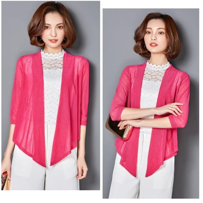 カーディガン ボレロ 前下がり ショート丈 アウター 五分袖 無地 七分袖 透け感 UVカット 冷房対策 UV対策 |  | 08