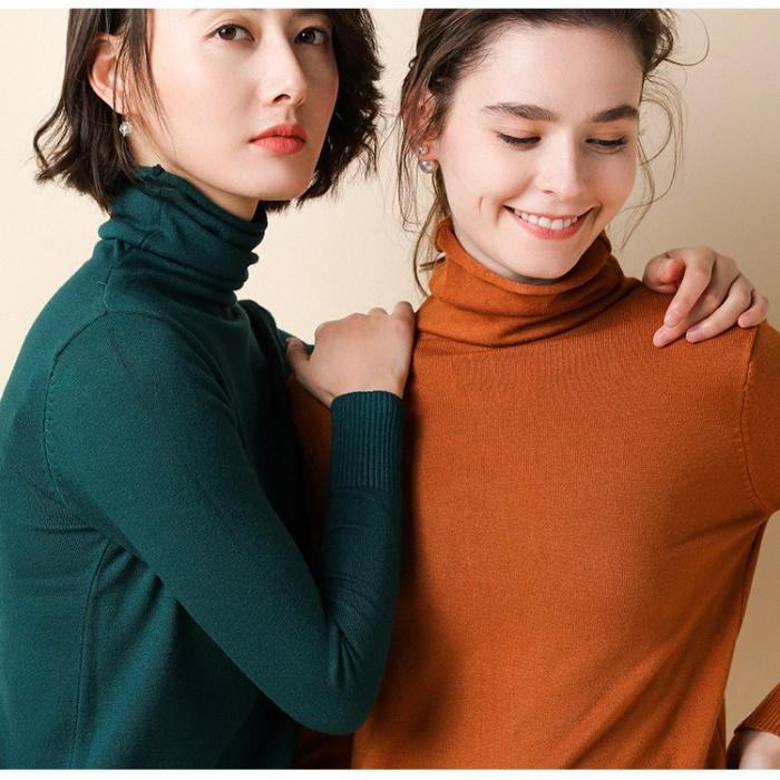 ニットソー レディース 薄ニット セーター タートルネック トップス ニット 無地 シンプル 長袖 |  | 10