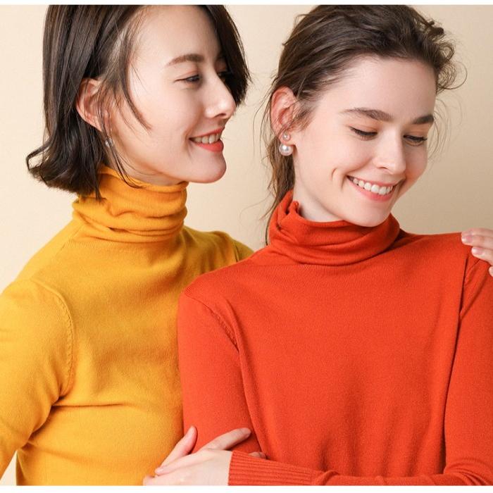 ニットソー レディース 薄ニット セーター タートルネック トップス ニット 無地 シンプル 長袖 |  | 09