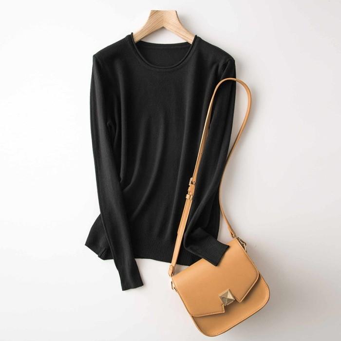 在庫売り尽くし【返品不可】<br>ニットソー レディース 薄ニット セーター クルーネック トップス ニット 無地 シンプル 長袖 薄手ニット |  | 06