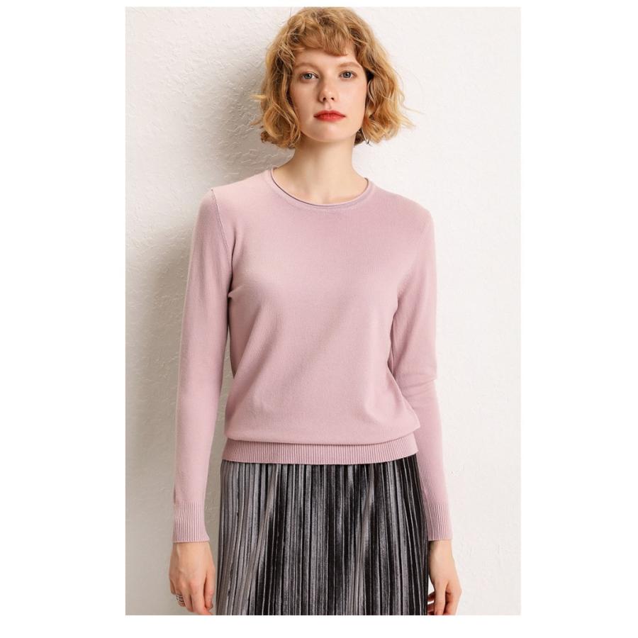 在庫売り尽くし【返品不可】<br>ニットソー レディース 薄ニット セーター クルーネック トップス ニット 無地 シンプル 長袖 薄手ニット |  | 07