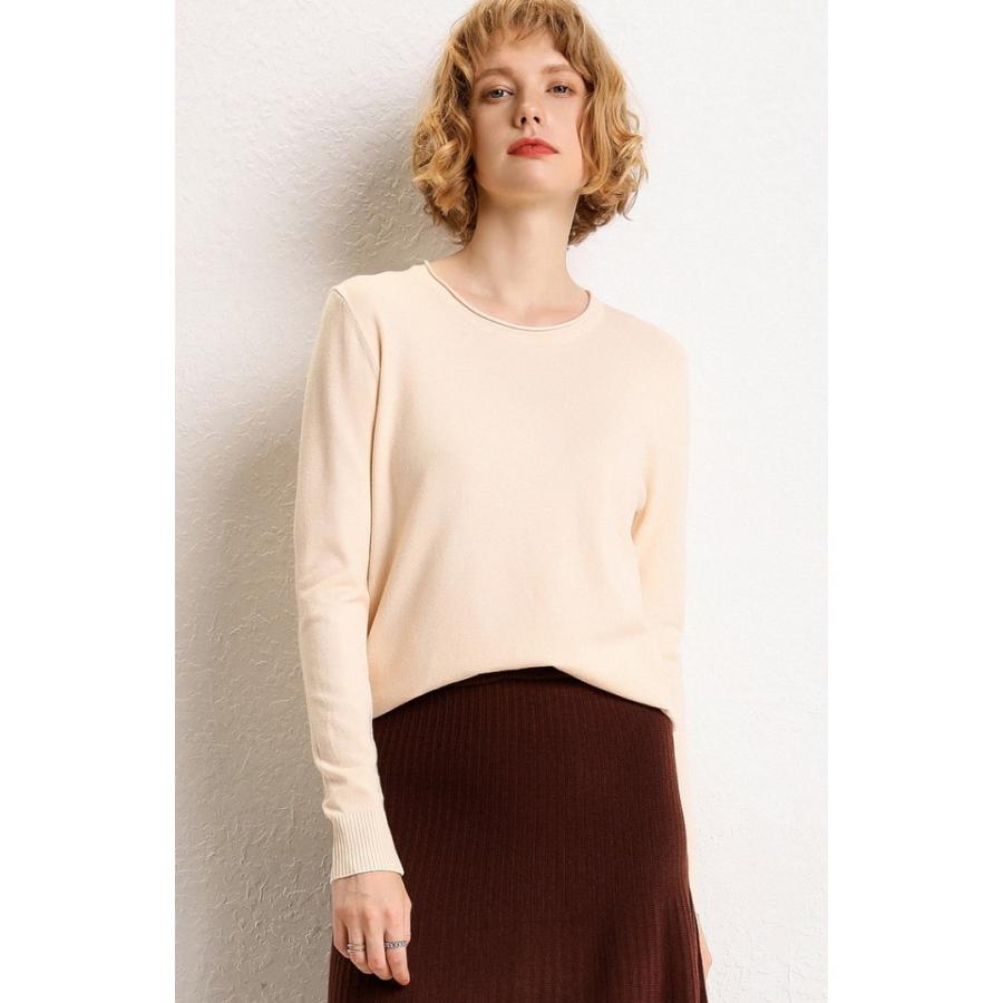 在庫売り尽くし【返品不可】<br>ニットソー レディース 薄ニット セーター クルーネック トップス ニット 無地 シンプル 長袖 薄手ニット |  | 09