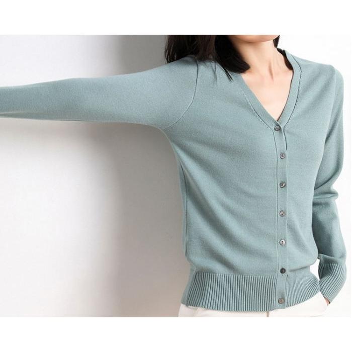 カーディガン  レディース薄ニット Vネック カーデ トップス ニット 無地 長袖 薄手ニット アウター |  | 10