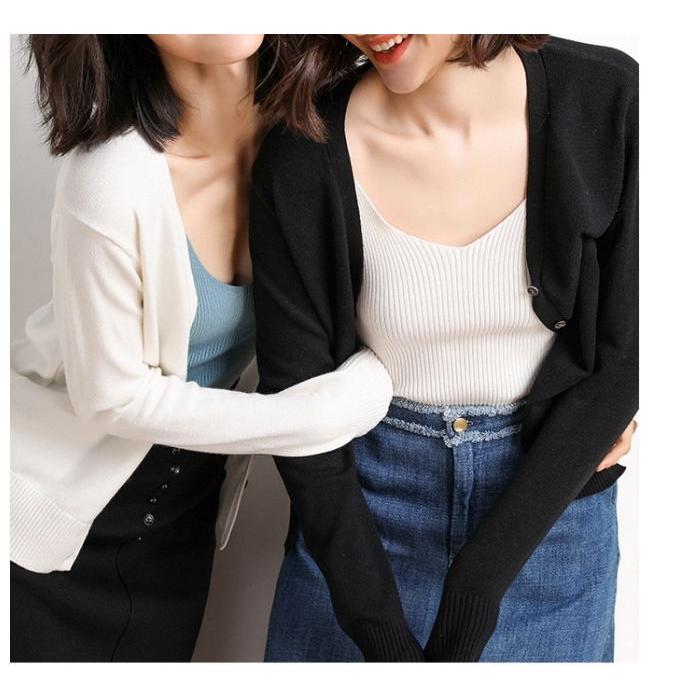 カーディガン  レディース薄ニット Vネック カーデ トップス ニット 無地 長袖 薄手ニット アウター |  | 11