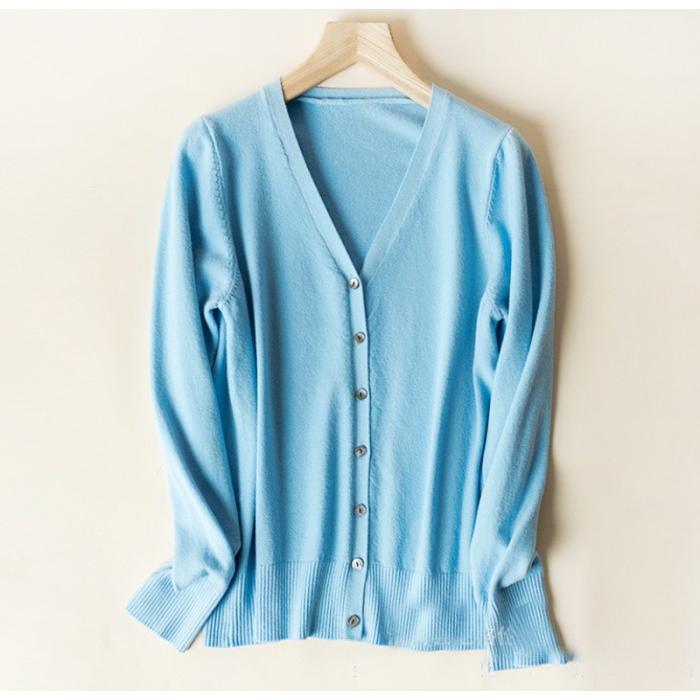 カーディガン  レディース薄ニット Vネック カーデ トップス ニット 無地 長袖 薄手ニット アウター |  | 13