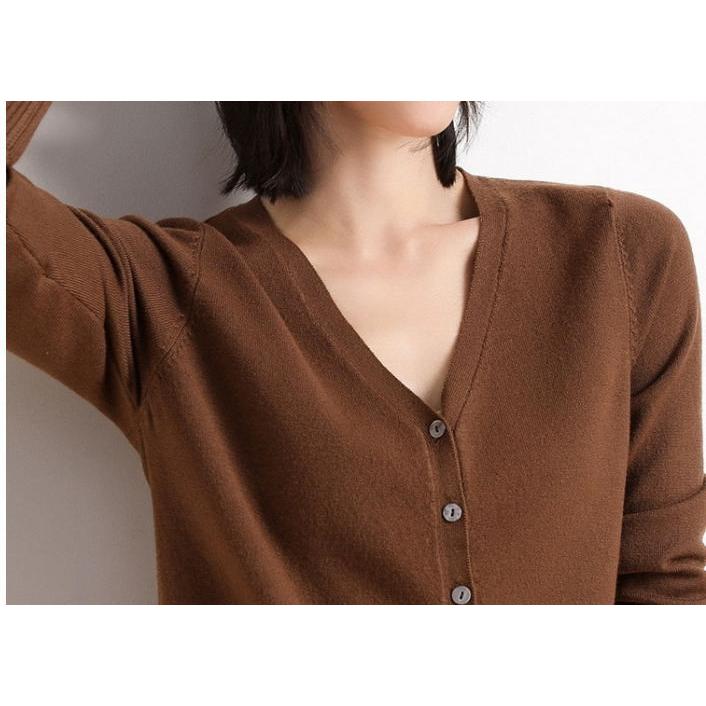 カーディガン  レディース薄ニット Vネック カーデ トップス ニット 無地 長袖 薄手ニット アウター |  | 02