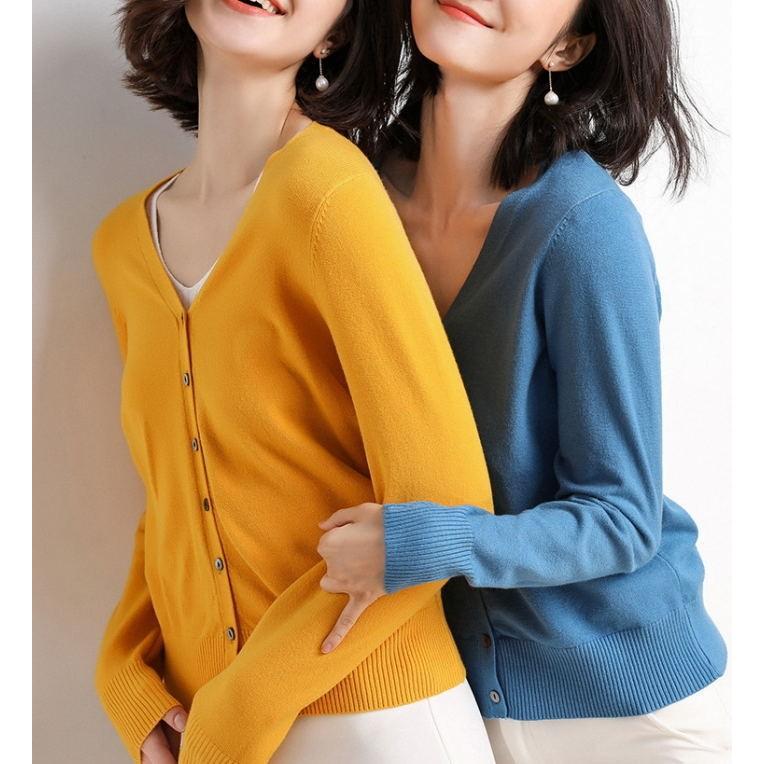 カーディガン  レディース薄ニット Vネック カーデ トップス ニット 無地 長袖 薄手ニット アウター |  | 06