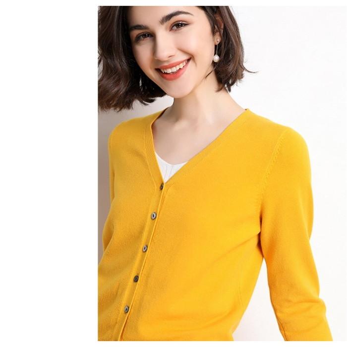 カーディガン  レディース薄ニット Vネック カーデ トップス ニット 無地 長袖 薄手ニット アウター |  | 07