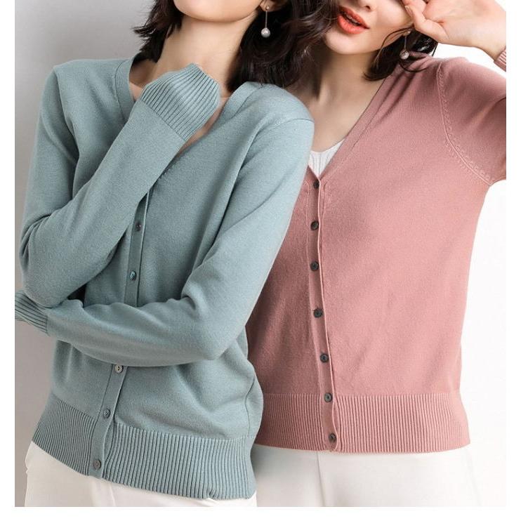 カーディガン  レディース薄ニット Vネック カーデ トップス ニット 無地 長袖 薄手ニット アウター |  | 08