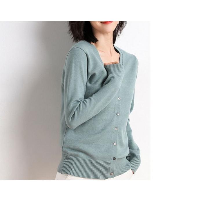 カーディガン  レディース薄ニット Vネック カーデ トップス ニット 無地 長袖 薄手ニット アウター |  | 09