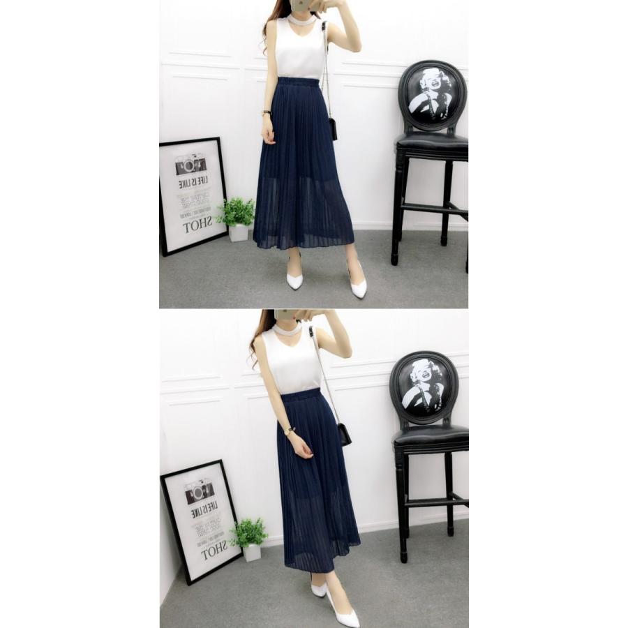 ワイドパンツ レディース プリーツガウチョパンツ スカンツ スカーチョ シフォン |  | 02