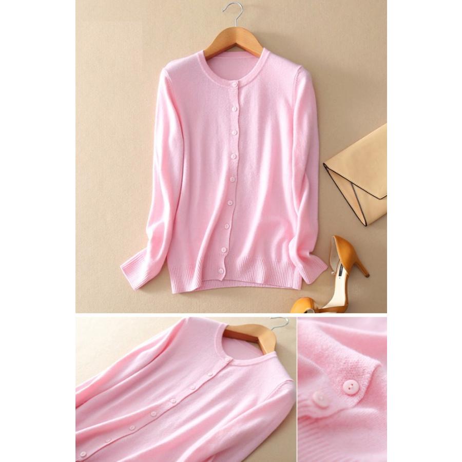 カーディガン レディース 薄ニット Vネック 丸首 カーデ ニット 無地 シンプル 長袖 薄手ニット アウター |  | 04