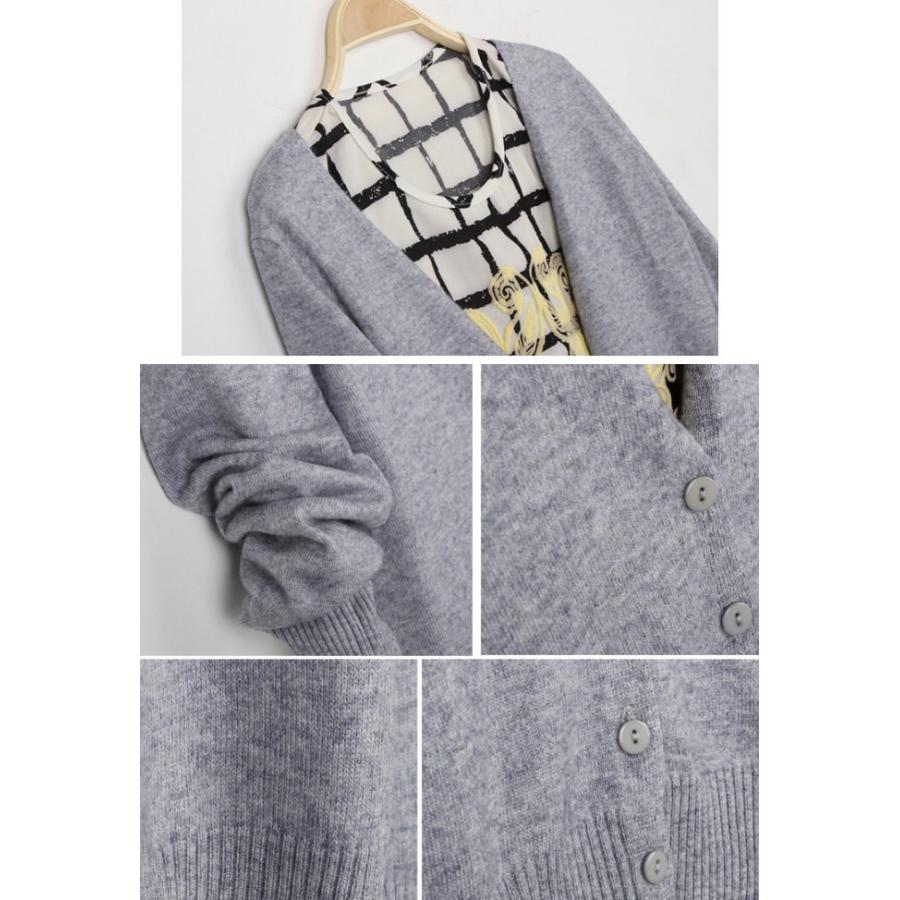 カーディガン レディース 薄ニット Vネック 丸首 カーデ ニット 無地 シンプル 長袖 薄手ニット アウター |  | 08