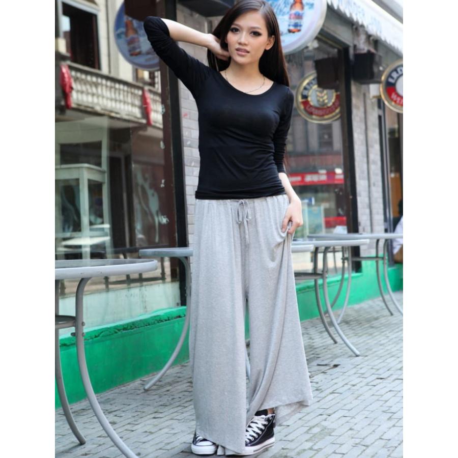 ワイドパンツ ガウチョパンツ ヨガパンツ 無地 レディース ルームパンツ スカンツ スカーチョ |  | 03