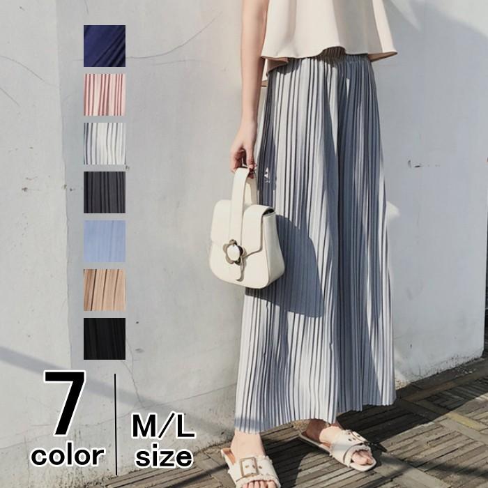 ワイドパンツ プリーツパンツ レディース  ロングパンツ ガウチョパンツ | 
