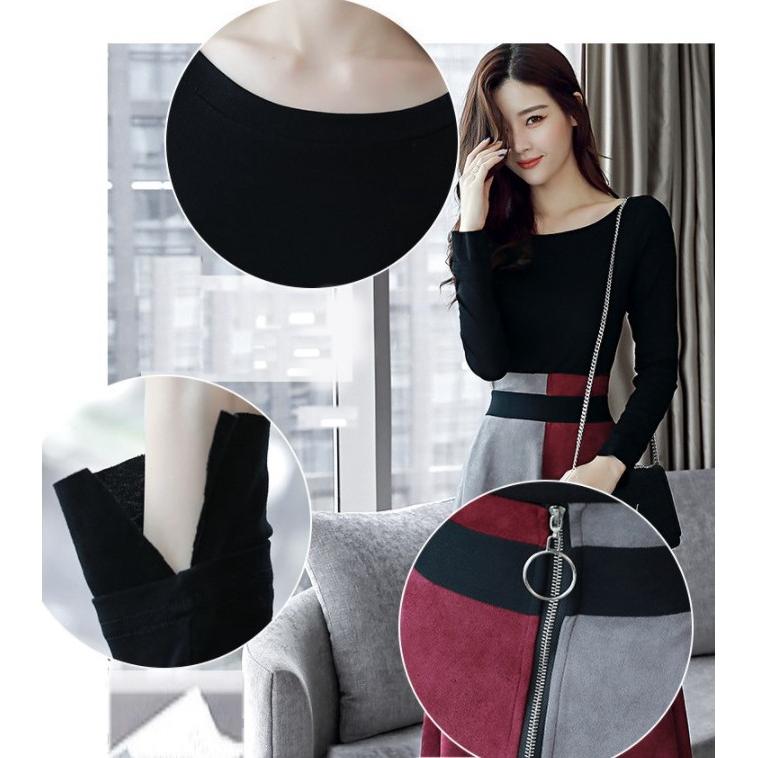 セットアップ 上下セット スカート ミモレ丈 カットソー バイカラー Aライン 長袖 ロングスカート レディース |  | 02