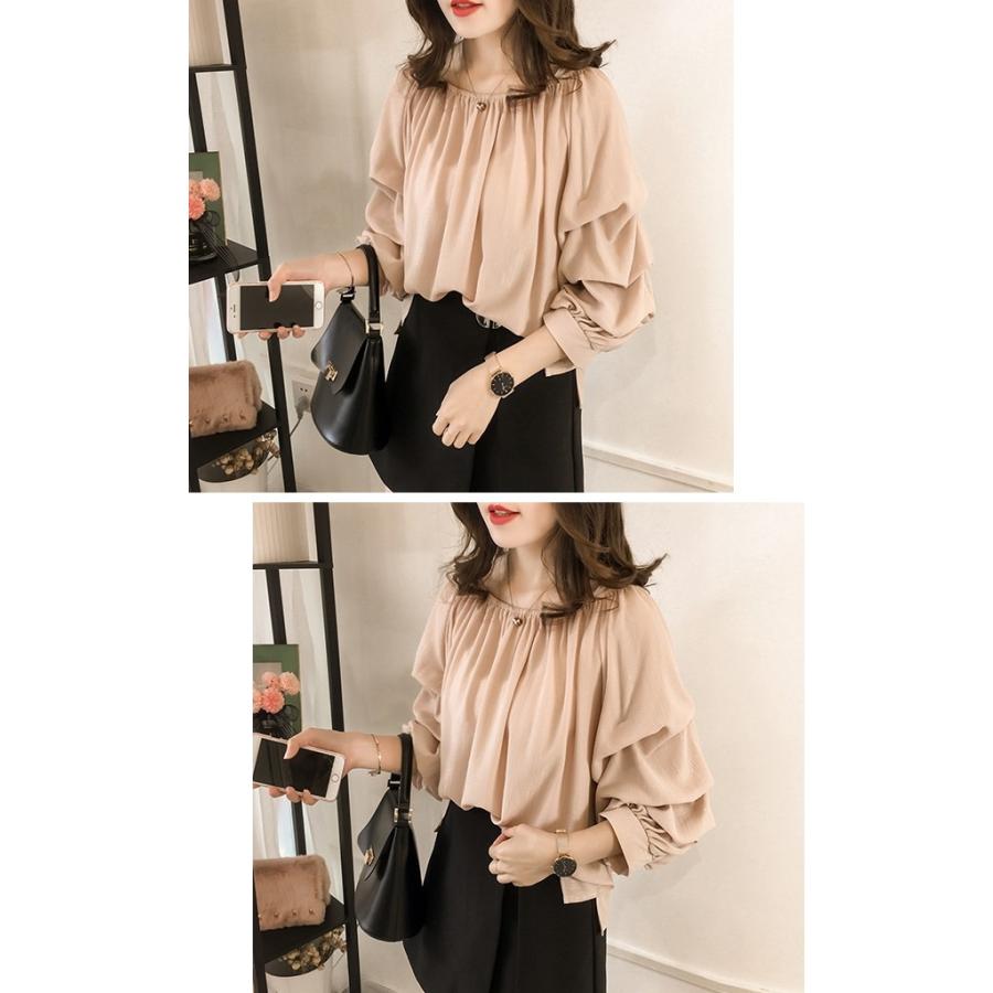 tシャツ Tシャツ シャツ レディース フリル袖 プルオーバートップス カットソー 無地 長袖 ゆったり おしゃれ ブラウス |  | 05