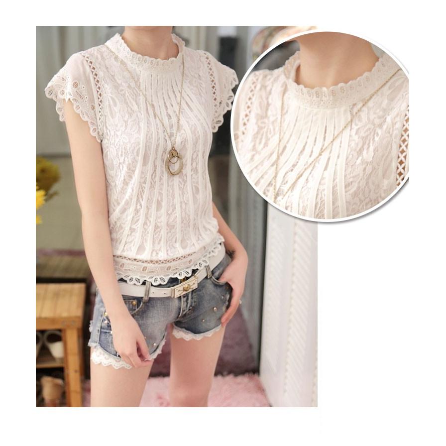 インナー レース 総レース トップス カットソー 無地 シンプル ノースリーブ 花柄 スタンドカラーおうちコーデ (アパレル) |  | 01