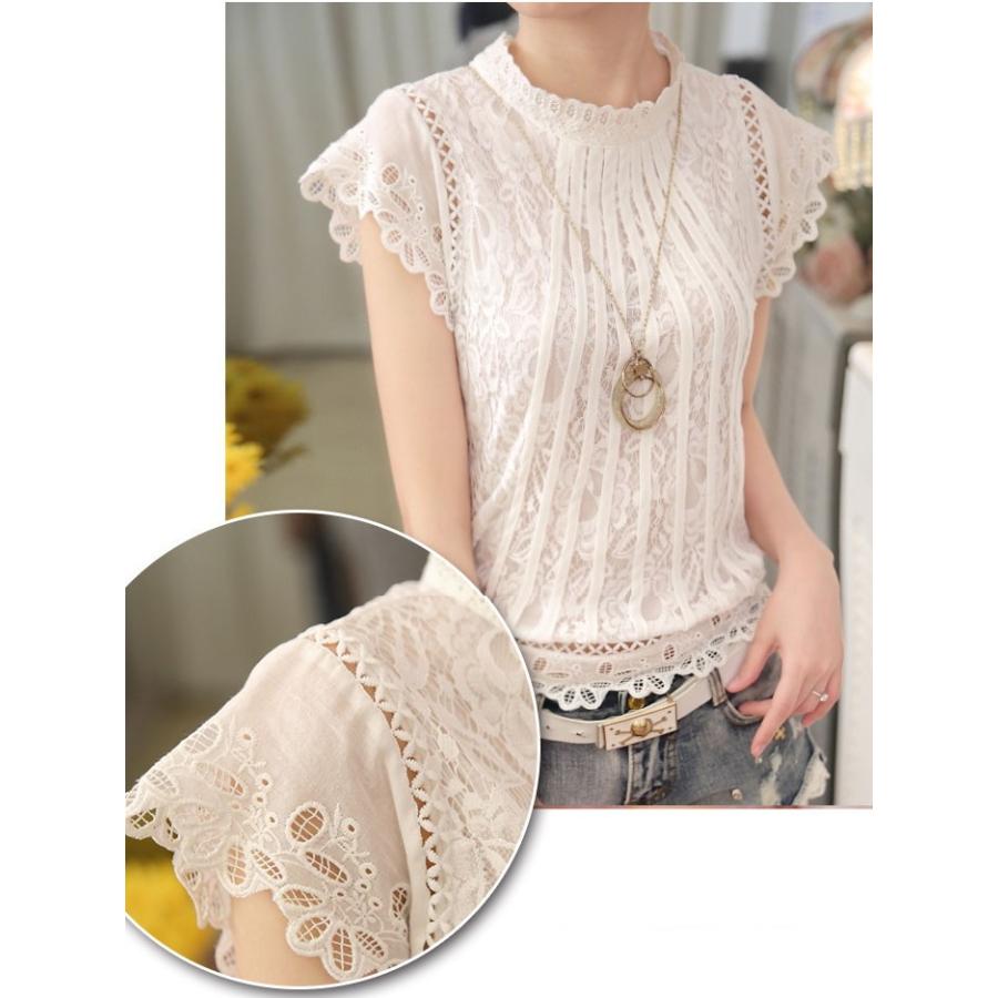 インナー レース 総レース トップス カットソー 無地 シンプル ノースリーブ 花柄 スタンドカラーおうちコーデ (アパレル) |  | 07